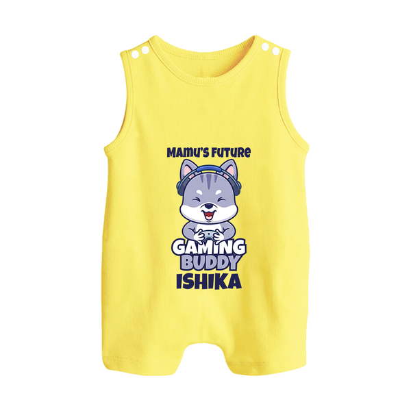 Mamu's Future Gaming Buddy Romper Suit / Sleeveless Romper | Custom Baby Romper Suit / Sleeveless Romper for Mamu's Gaming Pal - PASTEL YELLOW - 0 - 5 Months Old (Chest 18")