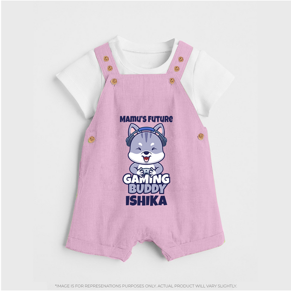 Mamu's Future Gaming Buddy Dungaree Set | Custom Baby Dungaree Set for Mamu's Gaming Pal - BABY PINK - 0 - 5 Months Old (Chest 18")