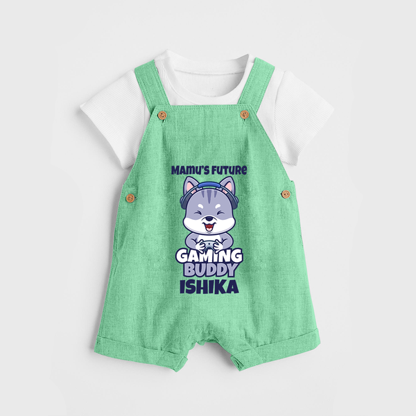 Mamu's Future Gaming Buddy Dungaree Set | Custom Baby Dungaree Set for Mamu's Gaming Pal - GREEN - 0 - 5 Months Old (Chest 18")
