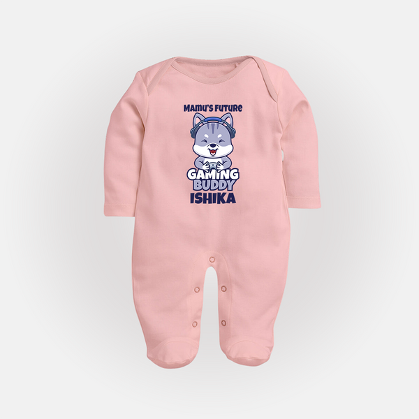 Mamu's Future Gaming Buddy Sleep Suit / Full Sleeve Body Suit | Custom Baby Sleep Suit / Full Sleeve Body Suit for Mamu's Gaming Pal - BABY PINK - New Born (Chest 7.5")