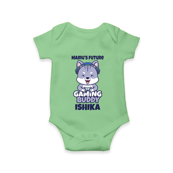 Mamu's Future Gaming Buddy Romper / Onesie | Custom Baby Romper / Onesie for Mamu's Gaming Pal - GREEN - New Born (Chest 14")