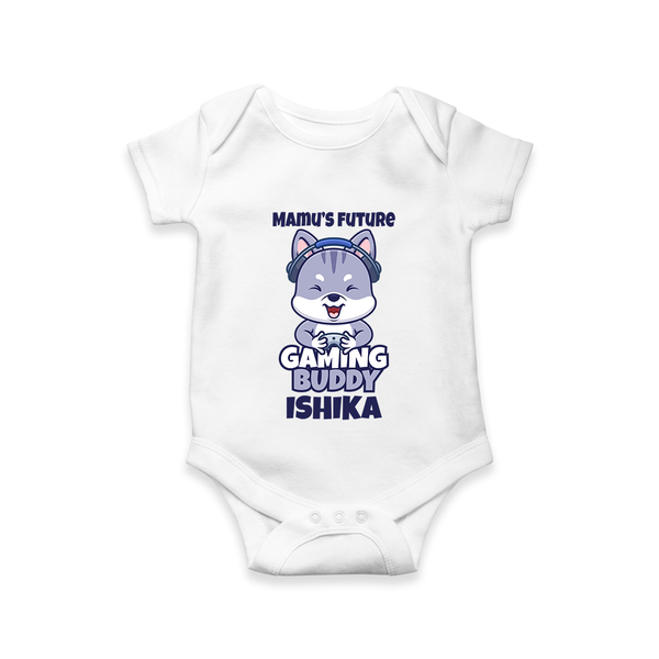Mamu's Future Gaming Buddy Romper / Onesie | Custom Baby Romper / Onesie for Mamu's Gaming Pal - WHITE - New Born (Chest 14")