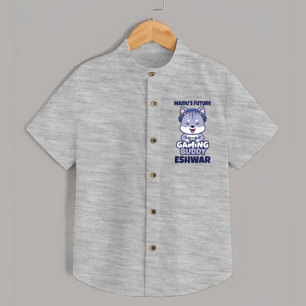 Mamu's Future Gaming Buddy Shirt | Custom Baby Shirt for Mamu's Gaming Pal - GREY - 0 - 6 Months Old (Chest 23")