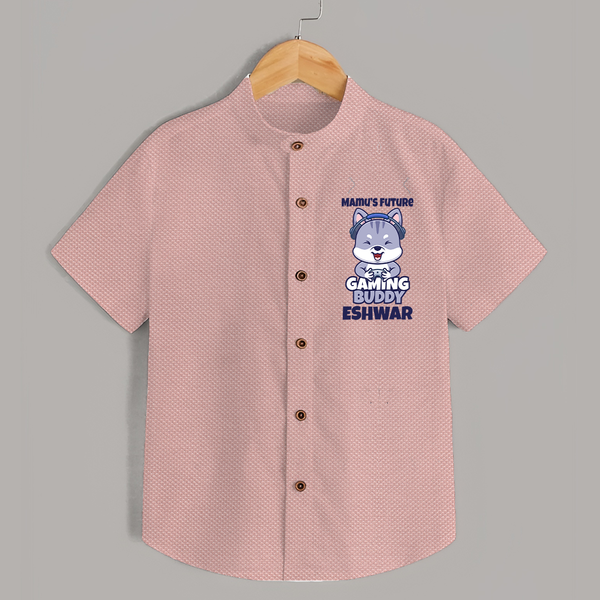 Mamu's Future Gaming Buddy Shirt | Custom Baby Shirt for Mamu's Gaming Pal - PEACH - 0 - 6 Months Old (Chest 23")