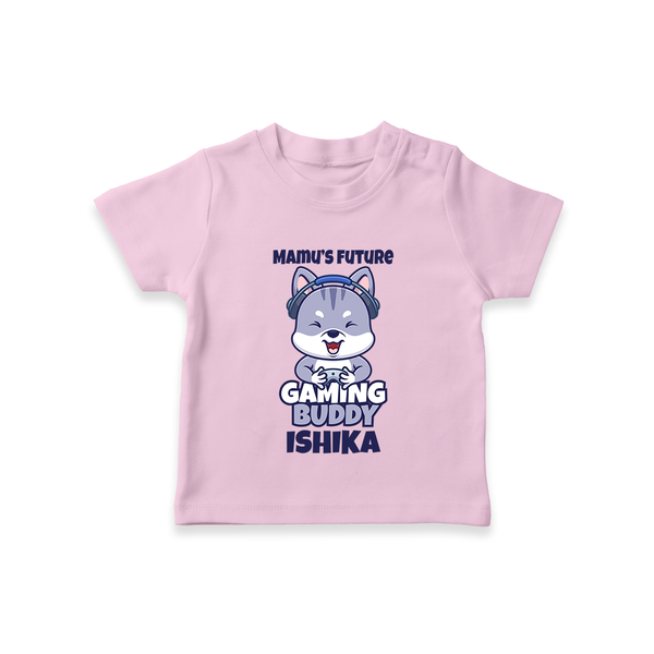Mamu's Future Gaming Buddy T-Shirt | Custom Baby T-Shirt for Mamu's Gaming Pal - BABY PINK - 0-5 Months Old (Chest 17")