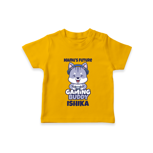 Mamu's Future Gaming Buddy T-Shirt | Custom Baby T-Shirt for Mamu's Gaming Pal - CHROME YELLOW - 0-5 Months Old (Chest 17")