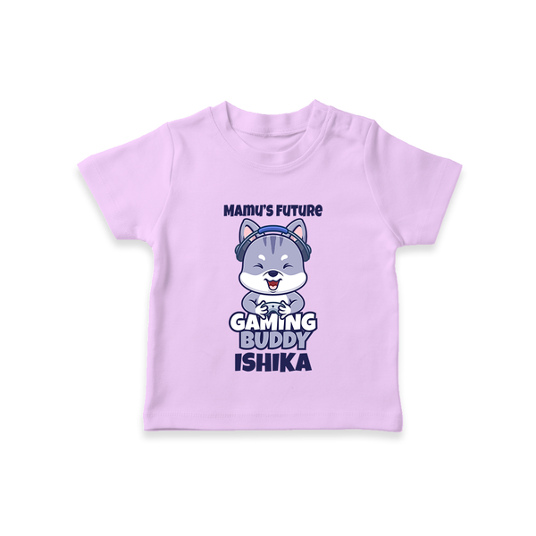Mamu's Future Gaming Buddy T-Shirt | Custom Baby T-Shirt for Mamu's Gaming Pal - LILAC - 0-5 Months Old (Chest 17")