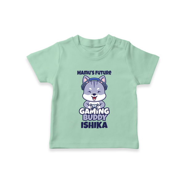 Mamu's Future Gaming Buddy T-Shirt | Custom Baby T-Shirt for Mamu's Gaming Pal - MINT GREEN - 0-5 Months Old (Chest 17")
