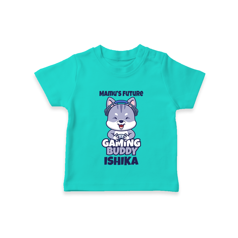 Mamu's Future Gaming Buddy T-Shirt | Custom Baby T-Shirt for Mamu's Gaming Pal - TEAL - 0-5 Months Old (Chest 17")