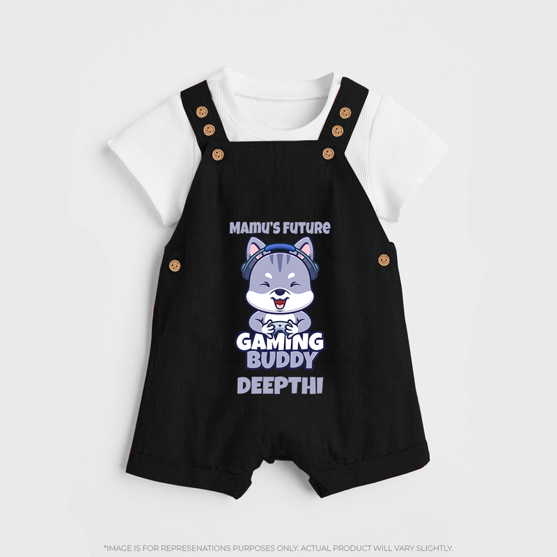 Mamu's Future Gaming Buddy Dungaree Set | Custom Baby Dungaree Set for Mamu's Gaming Pal - BLACK - 0 - 5 Months Old (Chest 18")