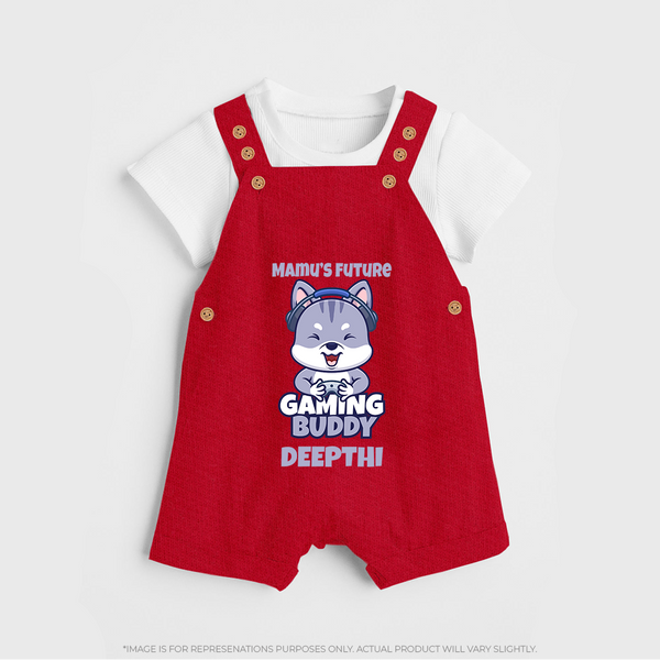 Mamu's Future Gaming Buddy Dungaree Set | Custom Baby Dungaree Set for Mamu's Gaming Pal - RED - 0 - 5 Months Old (Chest 18")