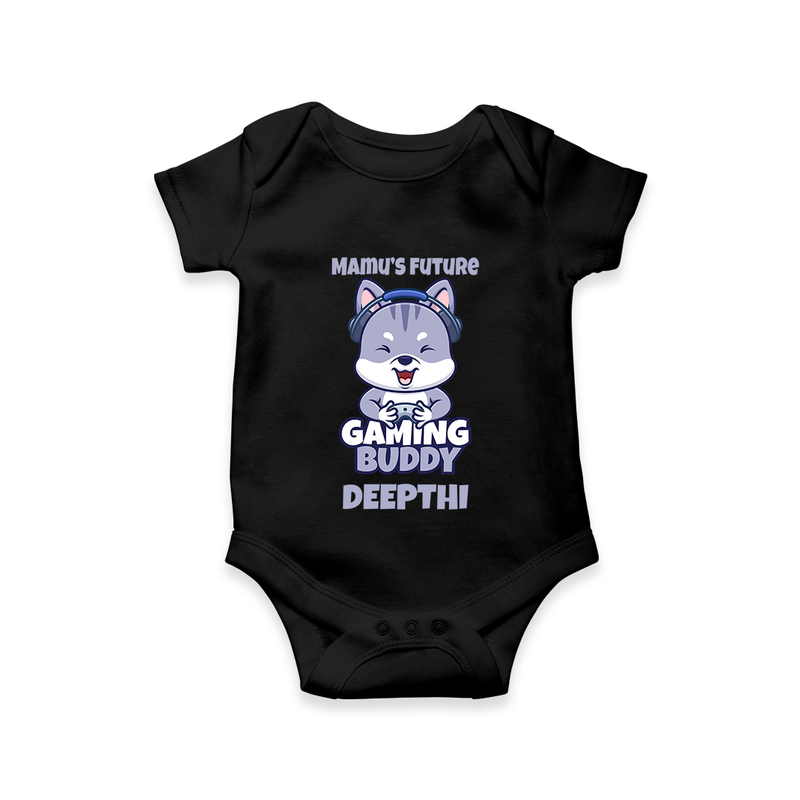 Mamu's Future Gaming Buddy Romper / Onesie | Custom Baby Romper / Onesie for Mamu's Gaming Pal - BLACK - New Born (Chest 14")