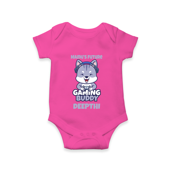 Mamu's Future Gaming Buddy Romper / Onesie | Custom Baby Romper / Onesie for Mamu's Gaming Pal - HOT PINK - New Born (Chest 14")