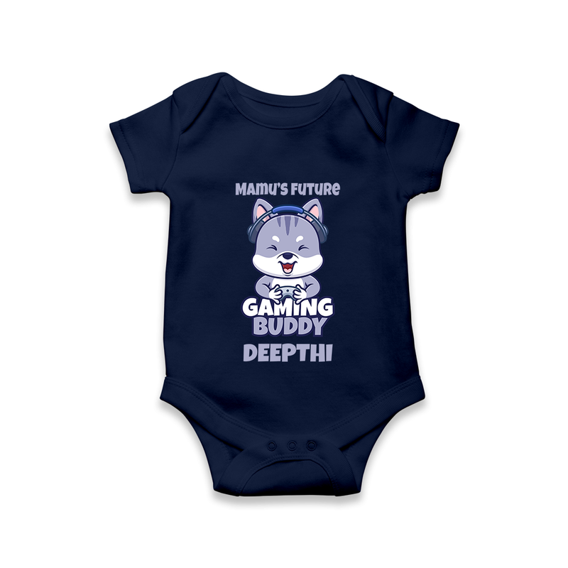 Mamu's Future Gaming Buddy Romper / Onesie | Custom Baby Romper / Onesie for Mamu's Gaming Pal - NAVY BLUE - New Born (Chest 14")