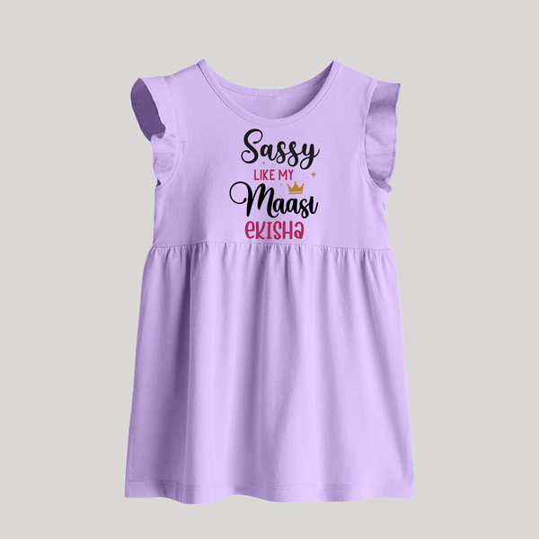 Sassy Like My Massi Baby Frock | Personalized Baby Frock for Massi's Sassy Kid - LILAC - 0 - 3 Months Old (Chest 17")