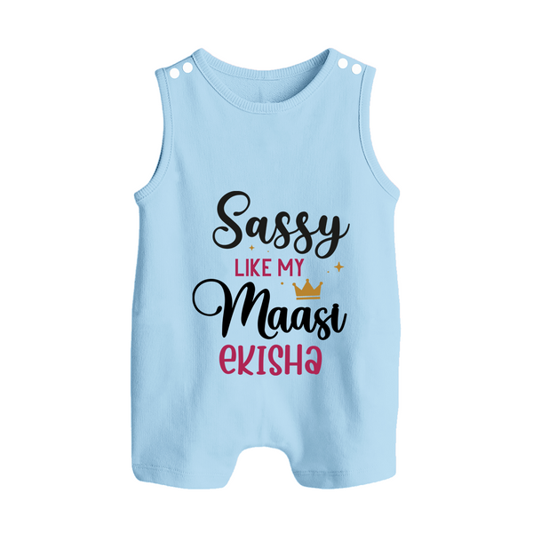 Sassy Like My Massi Romper Suit / Sleeveless Romper | Personalized Baby Romper Suit / Sleeveless Romper for Massi's Sassy Kid - BABY BLUE - 0 - 5 Months Old (Chest 18")