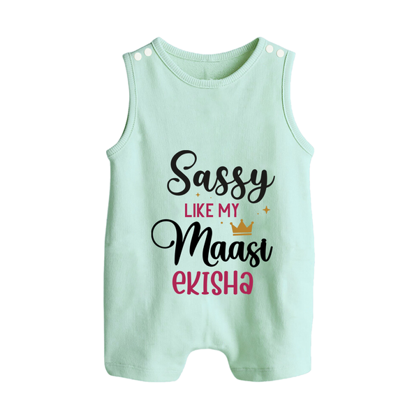 Sassy Like My Massi Romper Suit / Sleeveless Romper | Personalized Baby Romper Suit / Sleeveless Romper for Massi's Sassy Kid - MINT GREEN - 0 - 5 Months Old (Chest 18")