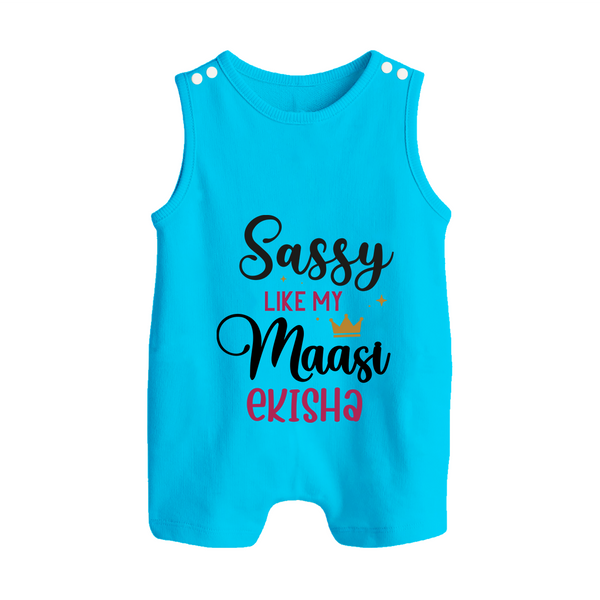Sassy Like My Massi Romper Suit / Sleeveless Romper | Personalized Baby Romper Suit / Sleeveless Romper for Massi's Sassy Kid - SKY BLUE - 0 - 5 Months Old (Chest 18")