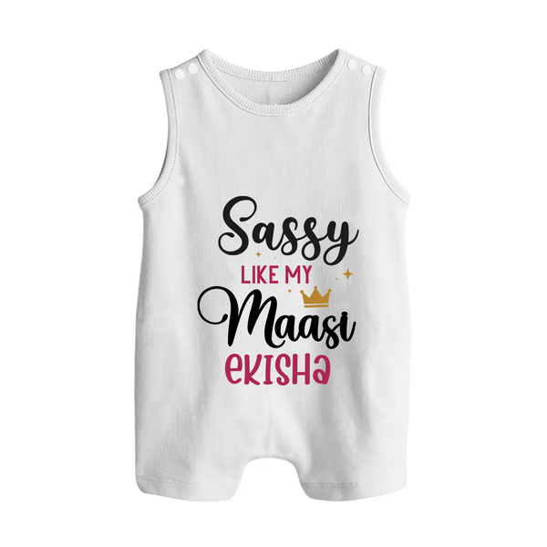 Sassy Like My Massi Romper Suit / Sleeveless Romper | Personalized Baby Romper Suit / Sleeveless Romper for Massi's Sassy Kid - WHITE - 0 - 5 Months Old (Chest 18")