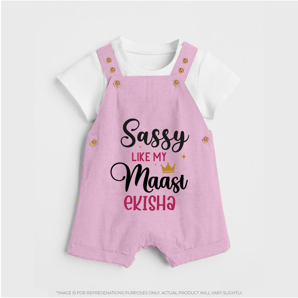 Sassy Like My Massi Dungaree Set | Personalized Baby Dungaree Set for Massi's Sassy Kid - BABY PINK - 0 - 5 Months Old (Chest 18")