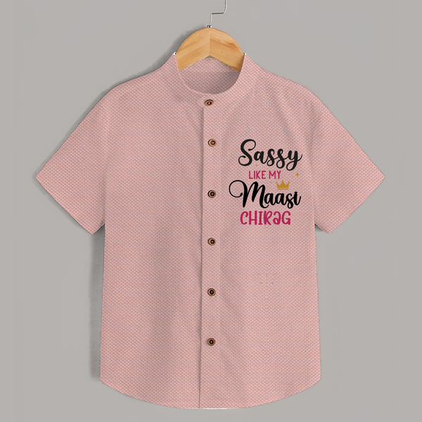 Sassy Like My Massi Shirt | Personalized Baby Shirt for Massi's Sassy Kid - PEACH - 0 - 6 Months Old (Chest 23")