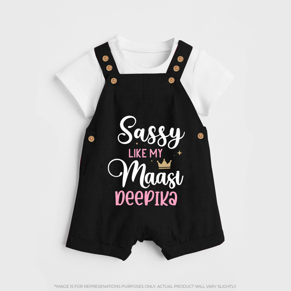 Sassy Like My Massi Dungaree Set | Personalized Baby Dungaree Set for Massi's Sassy Kid - BLACK - 0 - 5 Months Old (Chest 18")