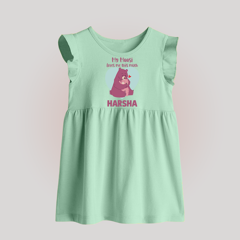 My Massi Loves Me This Much Baby Frock | Personalized Baby Frock for Massi's Little Darling - MINT GREEN - 0 - 3 Months Old (Chest 17")
