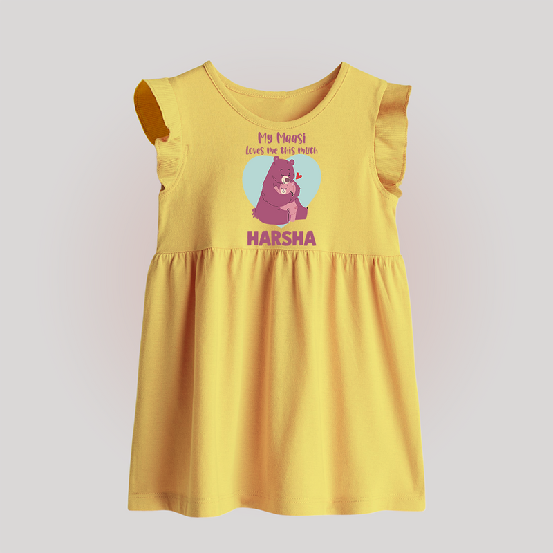 My Massi Loves Me This Much Baby Frock | Personalized Baby Frock for Massi's Little Darling - PASTEL YELLOW - 0 - 3 Months Old (Chest 17")
