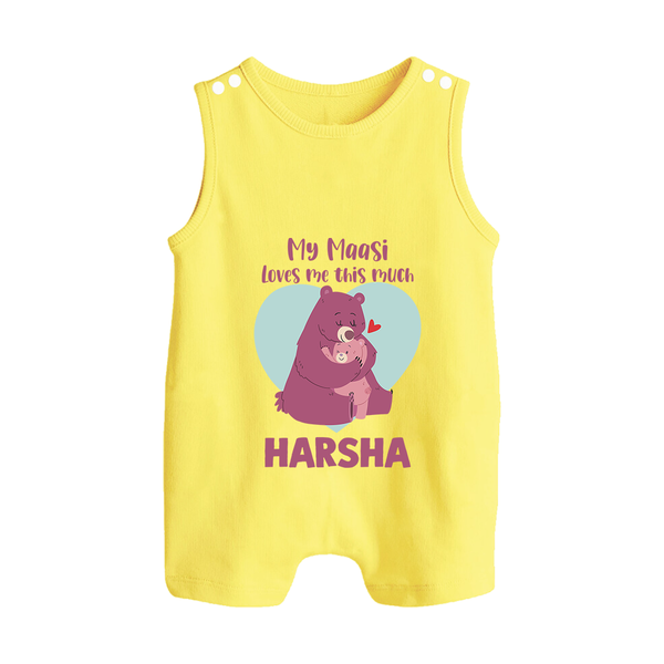 My Massi Loves Me This Much Romper Suit / Sleeveless Romper | Personalized Baby Romper Suit / Sleeveless Romper for Massi's Little Darling - PASTEL YELLOW - 0 - 5 Months Old (Chest 18")