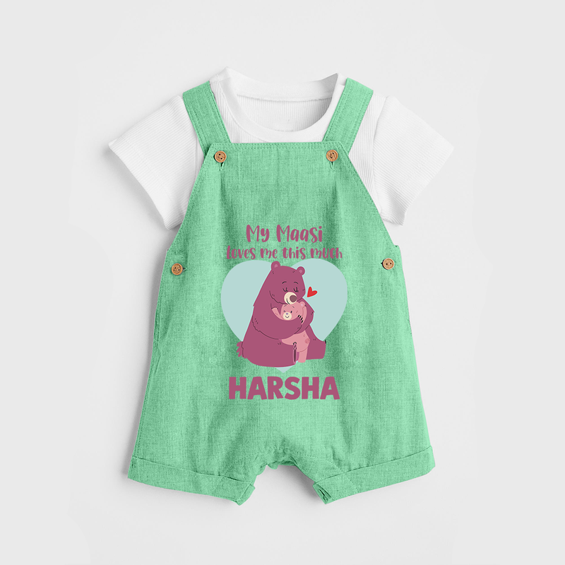 My Massi Loves Me This Much Dungaree Set | Personalized Baby Dungaree Set for Massi's Little Darling - GREEN - 0 - 5 Months Old (Chest 18")