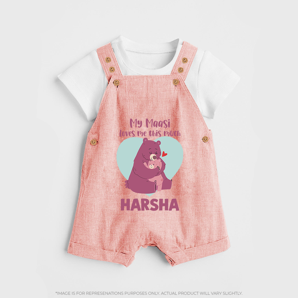 My Massi Loves Me This Much Dungaree Set | Personalized Baby Dungaree Set for Massi's Little Darling - PEACH - 0 - 5 Months Old (Chest 18")