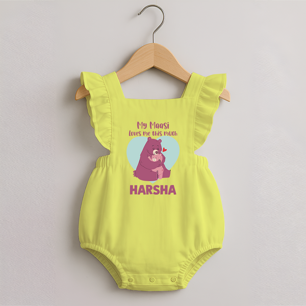 My Massi Loves Me This Much Romper Frock | Personalized Baby Romper Frock for Massi's Little Darling - PASTEL YELLOW - 0 - 3 Months Old (Chest 19")