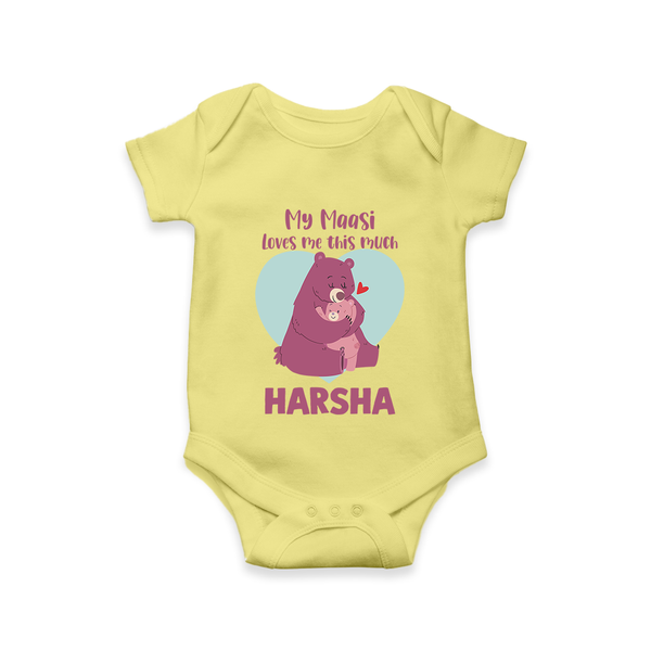 My Massi Loves Me This Much Romper / Onesie | Personalized Baby Romper / Onesie for Massi's Little Darling - PASTEL YELLOW - New Born (Chest 14")