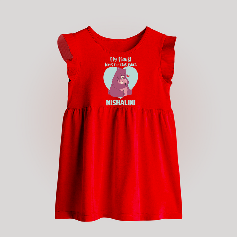 My Massi Loves Me This Much Baby Frock | Personalized Baby Frock for Massi's Little Darling - RED - 0 - 3 Months Old (Chest 17")