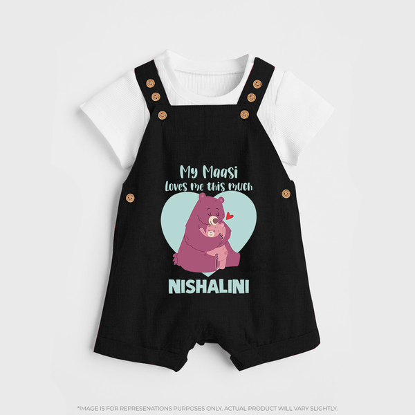 My Massi Loves Me This Much Dungaree Set | Personalized Baby Dungaree Set for Massi's Little Darling - BLACK - 0 - 5 Months Old (Chest 18")