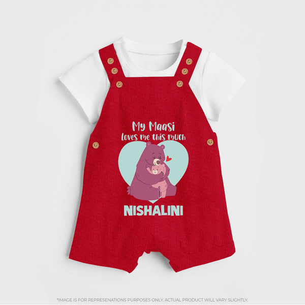 My Massi Loves Me This Much Dungaree Set | Personalized Baby Dungaree Set for Massi's Little Darling - RED - 0 - 5 Months Old (Chest 18")