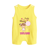 Pretty Like Massi Romper Suit / Sleeveless Romper | Custom Baby Romper Suit / Sleeveless Romper for Massi's Pretty One - PASTEL YELLOW - 0 - 5 Months Old (Chest 18")