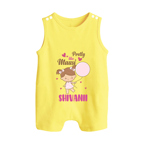 Pretty Like Massi Romper Suit / Sleeveless Romper | Custom Baby Romper Suit / Sleeveless Romper for Massi's Pretty One - PASTEL YELLOW - 0 - 5 Months Old (Chest 18")