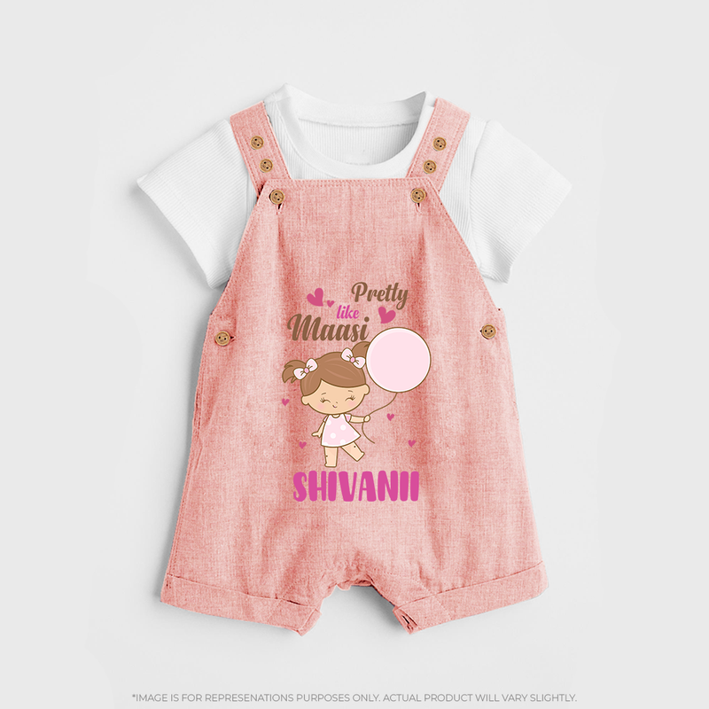 Pretty Like Massi Dungaree Set | Custom Baby Dungaree Set for Massi's Pretty One - PEACH - 0 - 5 Months Old (Chest 18")