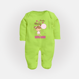 Pretty Like Massi Sleep Suit / Full Sleeve Body Suit | Custom Baby Sleep Suit / Full Sleeve Body Suit for Massi's Pretty One - LIME GREEN - New Born (Chest 7.5")