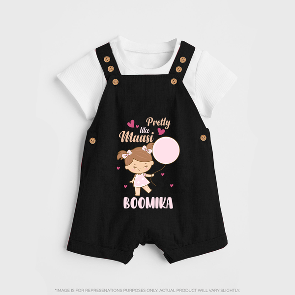 Pretty Like Massi Dungaree Set | Custom Baby Dungaree Set for Massi's Pretty One - BLACK - 0 - 5 Months Old (Chest 18")