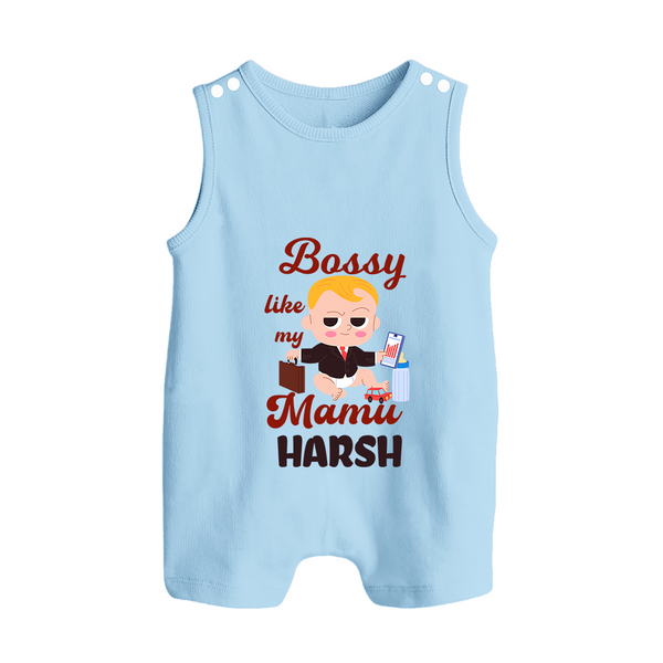 Bossy Like My Mamu Romper Suit / Sleeveless Romper | Personalized Baby Romper Suit / Sleeveless Romper for Mamu's Little Boss - BABY BLUE - 0 - 5 Months Old (Chest 18")