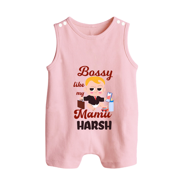 Bossy Like My Mamu Romper Suit / Sleeveless Romper | Personalized Baby Romper Suit / Sleeveless Romper for Mamu's Little Boss - BABY PINK - 0 - 5 Months Old (Chest 18")