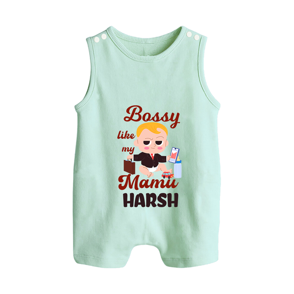 Bossy Like My Mamu Romper Suit / Sleeveless Romper | Personalized Baby Romper Suit / Sleeveless Romper for Mamu's Little Boss - MINT GREEN - 0 - 5 Months Old (Chest 18")