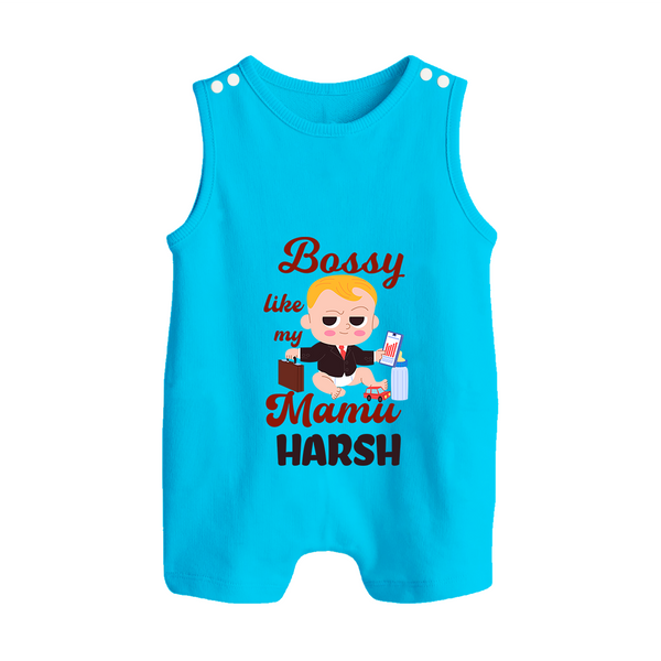 Bossy Like My Mamu Romper Suit / Sleeveless Romper | Personalized Baby Romper Suit / Sleeveless Romper for Mamu's Little Boss - SKY BLUE - 0 - 5 Months Old (Chest 18")