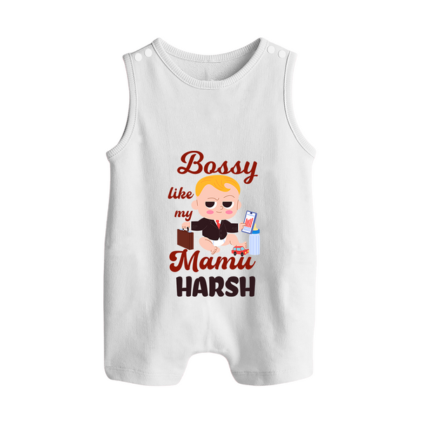 Bossy Like My Mamu Romper Suit / Sleeveless Romper | Personalized Baby Romper Suit / Sleeveless Romper for Mamu's Little Boss - WHITE - 0 - 5 Months Old (Chest 18")