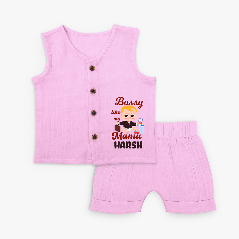 Bossy Like My Mamu Jabla Set | Personalized Baby Jabla Set for Mamu's Little Boss - BABY PINK - 0 - 3 Months Old (Chest 9.8")