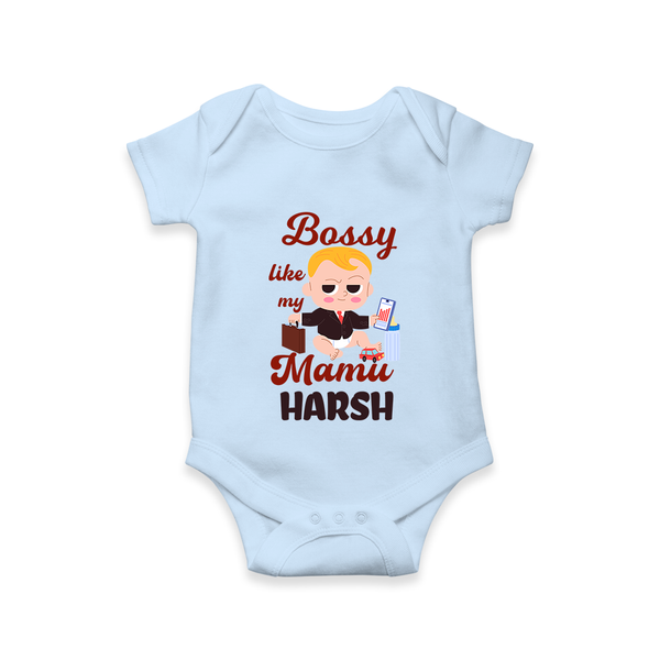 Bossy Like My Mamu Romper / Onesie | Personalized Baby Romper / Onesie for Mamu's Little Boss - BABY BLUE - New Born (Chest 14")