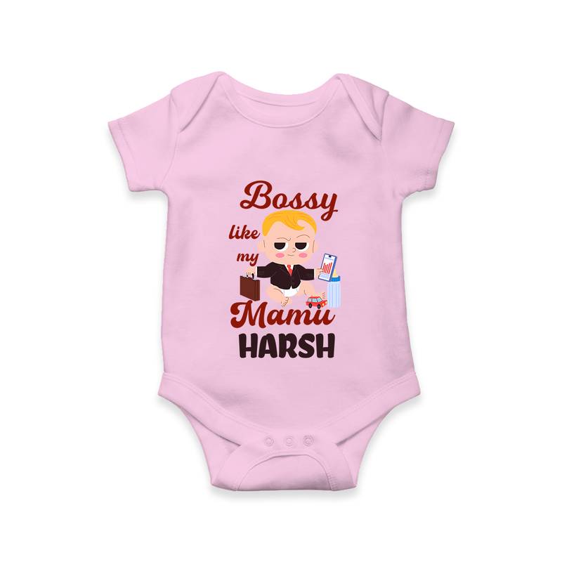 Bossy Like My Mamu Romper / Onesie | Personalized Baby Romper / Onesie for Mamu's Little Boss - BABY PINK - New Born (Chest 14")