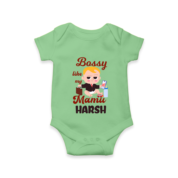 Bossy Like My Mamu Romper / Onesie | Personalized Baby Romper / Onesie for Mamu's Little Boss - GREEN - New Born (Chest 14")